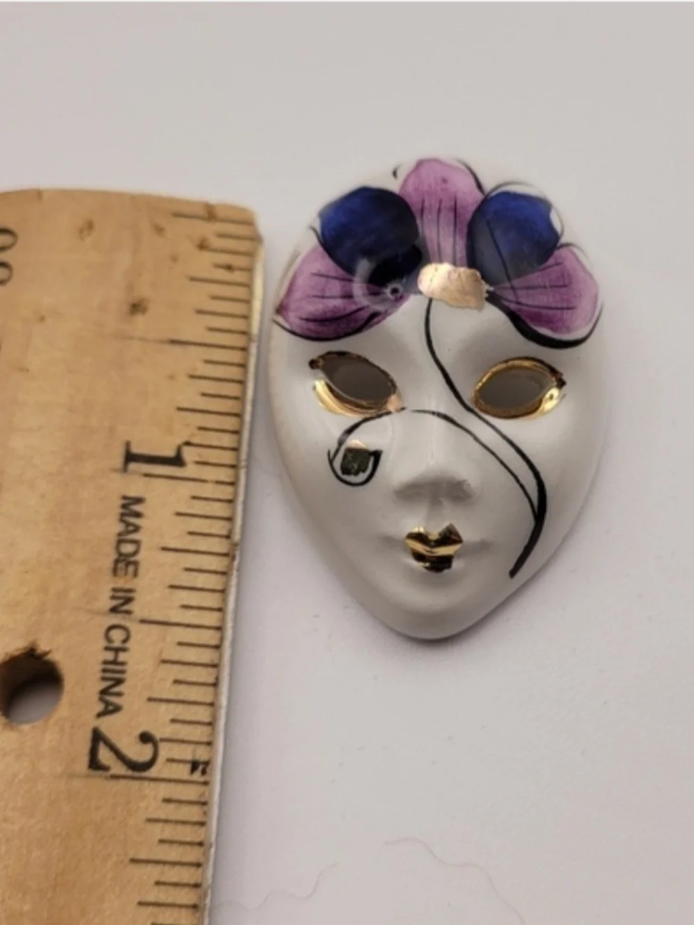 Vintage Ceeamic Theatrical Face Mask Pin